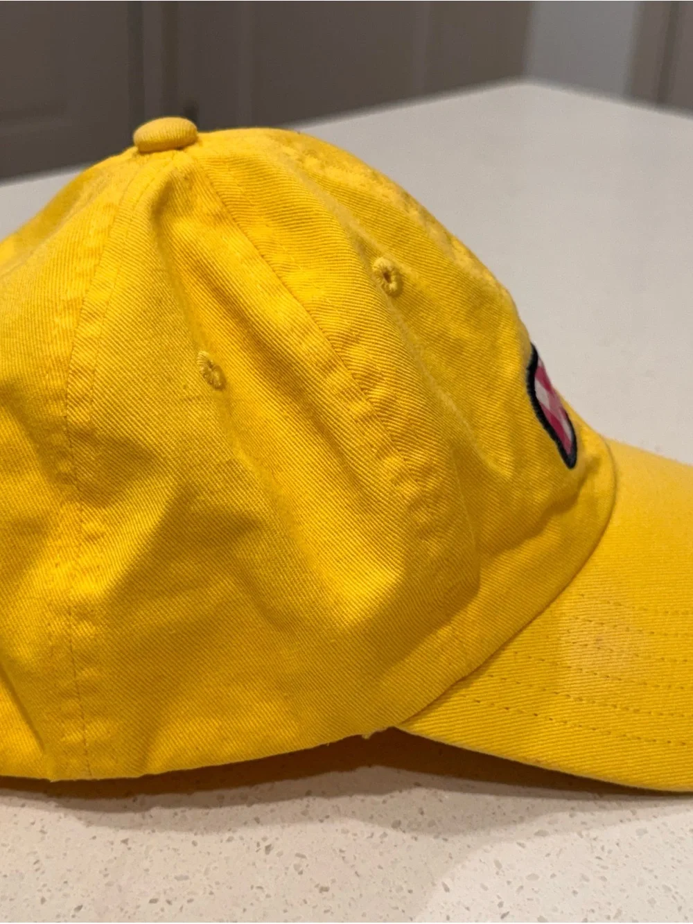 Vineyard Vines Yellow Gingham Whale Embroidered Baseball Cap Dad Hat OSFA
